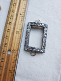 Antique Georgian Foiled Back Black Dot Old Cut Paste Silver Pendant, Chain Connector, Gift for Her