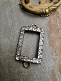 Antique Georgian Foiled Back Black Dot Old Cut Paste Silver Pendant, Chain Connector, Gift for Her