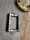 Antique Georgian Foiled Back Black Dot Old Cut Paste Silver Pendant, Chain Connector, Gift for Her