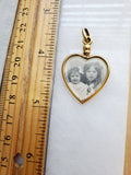 Antique 18K Gold Double-sided Open Face Heart Locket, Heart Charm Pendant, Gift for Her