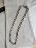 Antique English Sterling Silver Graduated Curvy Curb Link Albert Watch Chain, 16 Inches