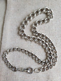 Antique English Sterling Silver Graduated Curvy Curb Link Albert Watch Chain, 16 Inches