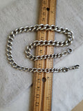 Antique English Sterling Silver Graduated Curvy Curb Link Albert Watch Chain, 16 Inches