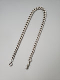 Antique English Sterling Silver Graduated Curvy Curb Link Albert Watch Chain, 16 Inches