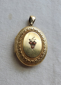 Large Antique Victorian 10K Solid Gold Coral Locket, Circa 1880s