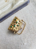Vintage 14K Turquoise Purse Locket, Gold Charm Pendant, Gift for Her