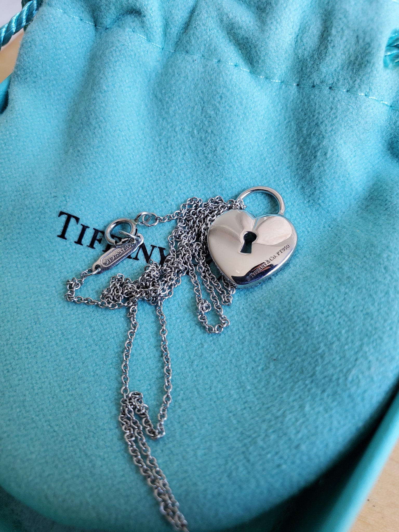 Retired Authentic Tiffany & Co Platinum Diamond Heart Lock Charm Penda –  MemoryStation2013