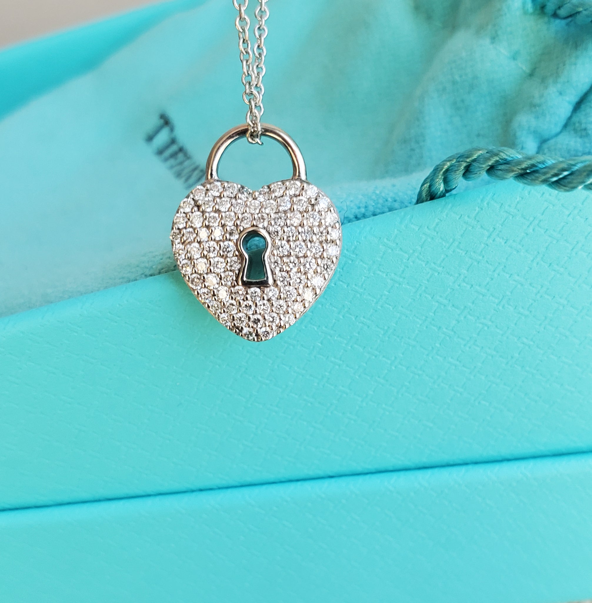 Tiffany & Co. Diamond Heart Platinum Pendant Necklace