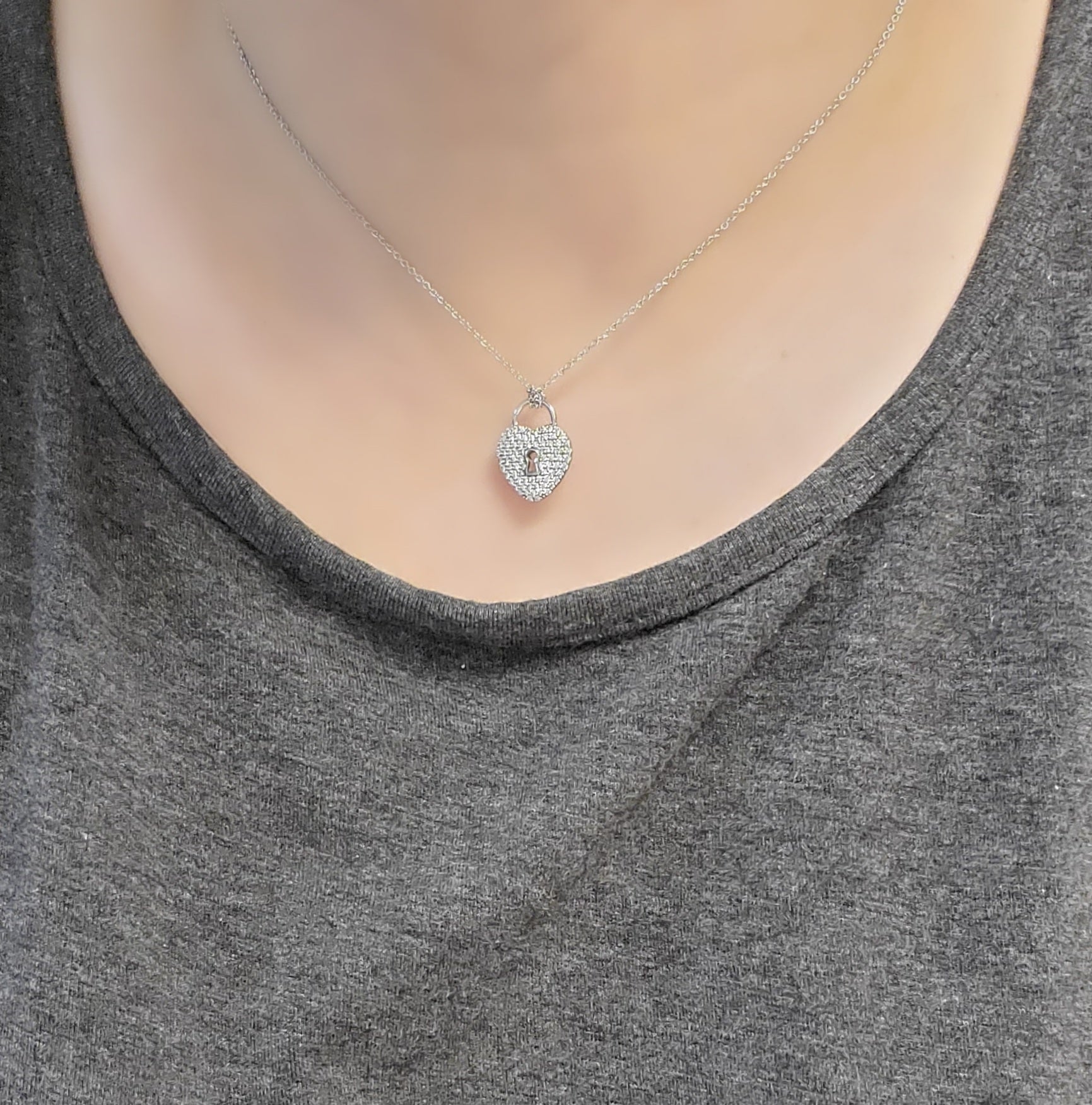 Diamond Heart Padlock Necklace