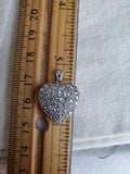 Reserved Antique Edwardian Platinum Pavé Set Old Cut Diamond Heart Charm Pendant, Gift for Her