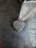 Reserved Antique Edwardian Platinum Pavé Set Old Cut Diamond Heart Charm Pendant, Gift for Her