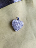 Reserved Antique Edwardian Platinum Pavé Set Old Cut Diamond Heart Charm Pendant, Gift for Her