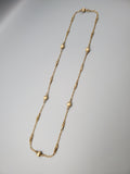 Vintage 14K Brushed Gold Ornate Link Long Layering Chain Necklace, 32.25 Inches, Gift for Her
