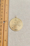 Large Vintage 14K Gold Leo Lion Pendant, Zodiac Charm Pendant, Lucky Charm