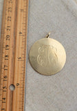 Large Vintage 14K Gold Leo Lion Pendant, Zodiac Charm Pendant, Lucky Charm