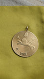 Large Vintage 14K Gold Leo Lion Pendant, Zodiac Charm Pendant, Lucky Charm