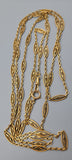 Antique French 18K Solid Gold Ornate Filigree Link Sautoir Long Chain Necklace, Layering Chain, 61.25 Inches