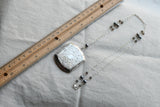 Large Antique Sterling Silver Chatelaine Locket, No Monogram, Scrolled Work Keepsake, 26" Sterling Silver Smoky Quartz Pearl Chain