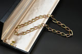 Vintage Solid 14K Rose Gold and Yellow Gold Two-Tone Collar Chain Necklace, Graduated Curvy Link Watch Chain, 16.5 Inches