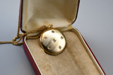 Antique Victorian Solid Gold Rose Cut Diamond Starburst Round Shape Photo Locket Necklace, Monogram EMG, Personalized Pendant, 18K Chain