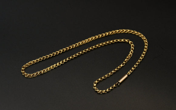 Antique Victorian 14K Solid Gold Interlocking Link Collar Chain Necklace, Locket Watch Chain