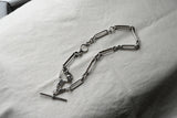 Antique English Sterling Silver Long Short Paper Clip Trombone link Albert Pocket Watch Chain, 16 Inches, Choker Necklace