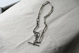 Antique English Sterling Silver Long Short Paper Clip Trombone link Albert Pocket Watch Chain, 16 Inches, Choker Necklace