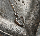 Reserved Antique Edwardian Platinum Pavé Set Old Cut Diamond Heart Charm Pendant, Gift for Her