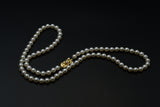 Classic Mikimoto Akoya Pearl Single Strand Necklace, Hand Knotted, 18K Yellow Gold Pearl Clasp, 22 Inches, Gift for Her