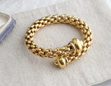 Vintage 18K Solid Yellow Gold Cuff Panther Link Bracelet, 6.25" Adjustable, Gift for Her