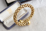 Vintage 18K Solid Yellow Gold Cuff Panther Link Bracelet, 6.25" Adjustable, Gift for Her