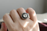 Reserved Large Antique 1900s 14K Gold Silver Dutch Rose Cut Diamond Cluster Ring, Engagement Ring, Cocktail Halo Flower Ring, Size 6.25-6.5