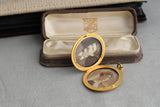 Antique Victorian 14K Solid Gold 0.23-0.25 CT Old European Cut Diamond Starburst Round Shape Wedding Locket, Monogram MW, Circa 1900s
