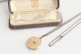 Antique Victorian 10K Solid Gold Diamond Starburst Round Shape Photo Locket, Monogram JJB, Gift for Her