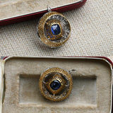 Vintage Platinum 18K Yellow Gold Filigree GIA Certified Sri Lanka Ceylon Blue Sapphire Old European Cut Diamond Pendant