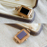 Antique Victorian 14K Solid Gold Onyx Banded Agate Locket, Rose Gold Photo Locket, Watch Fob Pendant