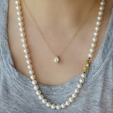 Classic Mikimoto Akoya Pearl Single Strand Necklace, 7.5mm-8mm, Hand Knotted, 18K Yellow Gold Pearl Clasp, 24 Inches, Gift for Her