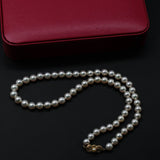 Classic Mikimoto Akoya Pearl Single Strand Necklace, 7mm-7.5mm, Hand Knotted, 18K Yellow Gold Pearl Clasp, 18 Inches