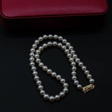 Classic Mikimoto Akoya Pearl Single Strand Necklace, 7mm-7.5mm, Hand Knotted, 18K Yellow Gold Pearl Clasp, 18 Inches