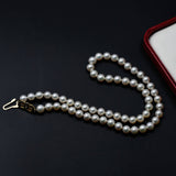 Classic Mikimoto Akoya Pearl Single Strand Necklace, 7mm-7.5mm, Hand Knotted, 18K Yellow Gold Pearl Clasp, 18 Inches