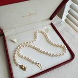 Classic Mikimoto Akoya Pearl Single Strand Necklace, 7mm-7.5mm, Hand Knotted, 18K Yellow Gold Pearl Clasp, 18 Inches