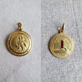 Vintage 18K Gold Saint Christopher Charm Pendant, Protection Talisman