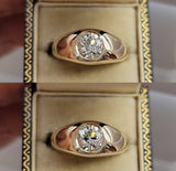 Handmade 14K Yellow Gold GIA 1.17CT K VS1 Old European Cut Diamond Gypsy Flush Set Ring, Solitaire Ring, Size 6.5