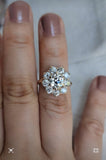 Antique 14K GIA 1.27 CT K VS2 Old Mine Old European Cut Diamond Cluster Halo Ring, 2.72 CTW, Engagement Ring, Flower Ring, Size 5-5.25