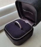 Estate Tiffany & Co Platinum Milgrain Wedding Band Ring, Engraved Carved Band Ring, Original Ring Box, Size 6.75