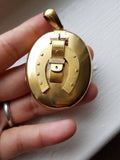 Reserved Antique Victorian 14K Solid Gold Lucky Horseshoe Belt Buckle Locket, Circa 1880s