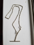 Antique Solid 14K White Gold Ornate Bar Link Watch Chain, Watch Fob Locket Chain, Vintage Choker Necklace, 18.5"
