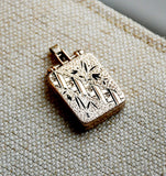 Antique Victorian 10K Gold Rectangular Black Enamel Taille D'Epargne Photo Locket, Circa 1800s