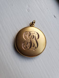 Antique Victorian 10K Solid Gold Round Photo Locket, Monogram GP, Personalized Pendant, Gift for Her