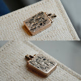 Antique Victorian 10K Gold Rectangular Black Enamel Taille D'Epargne Photo Locket, Circa 1800s